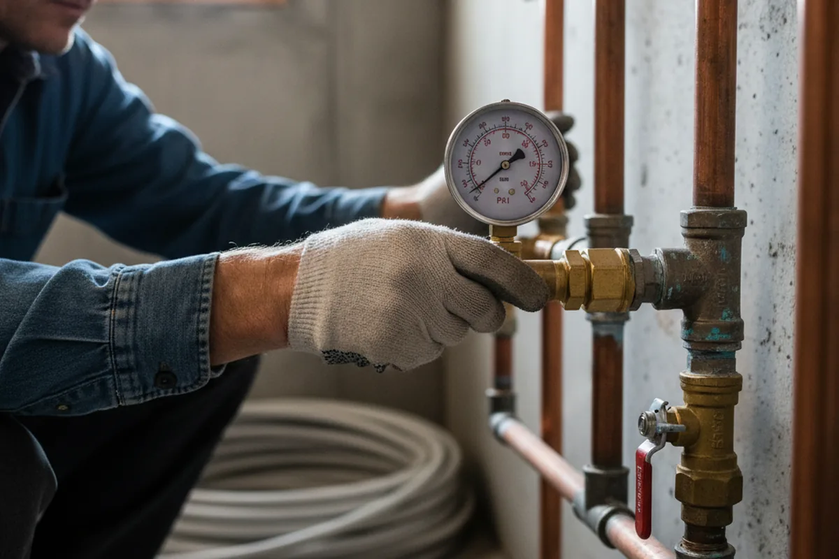 Pressure testing a repaired line during Water Line Repair in Junction